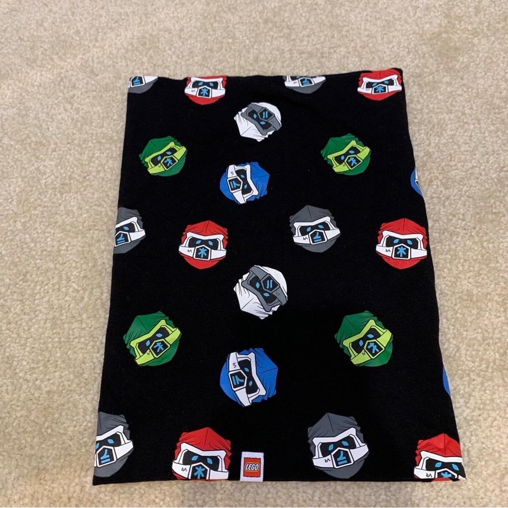 LEGO Ninjago H&M Black Neck Tube Scarf Kids 14 x 20 Ninja Heads Pattern